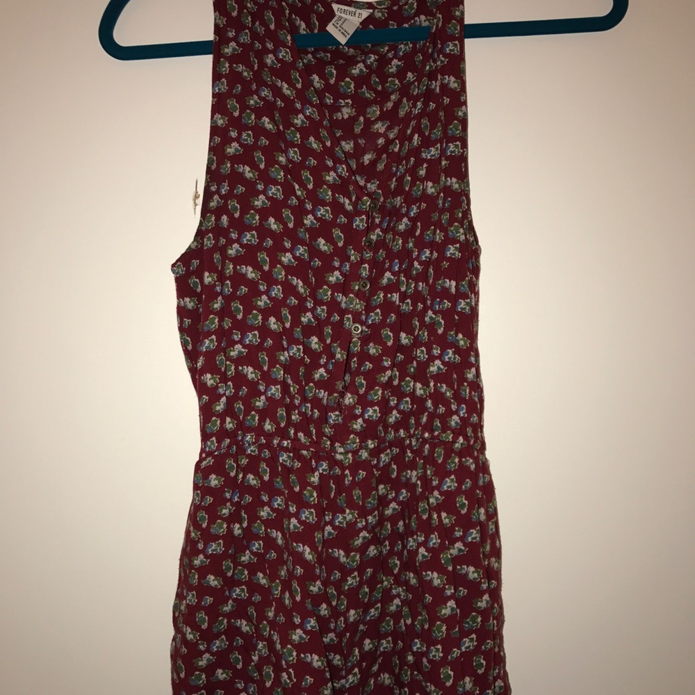 Rose romper with pockets